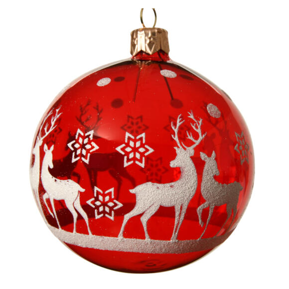 Lotto di 6 palline di Natale di vetro (D80 mm) Foresta Rosso 3