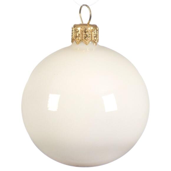 Lotto di 6 palline di Natale di vetro (D80 mm) Scintilla Bianco panna 2