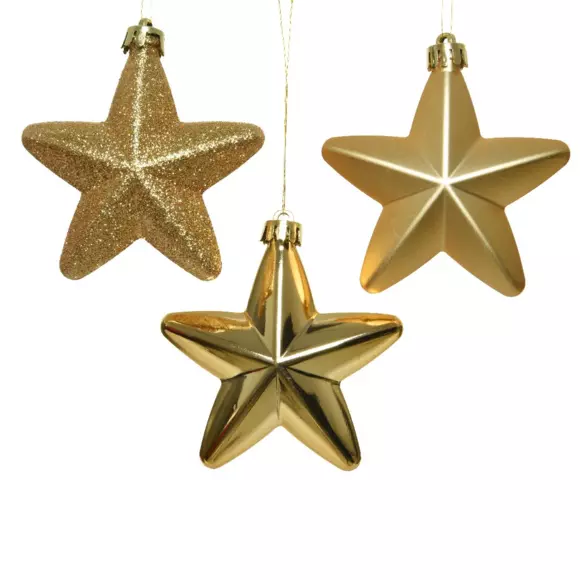 Set van 6 kerststerren Alpine goud 2