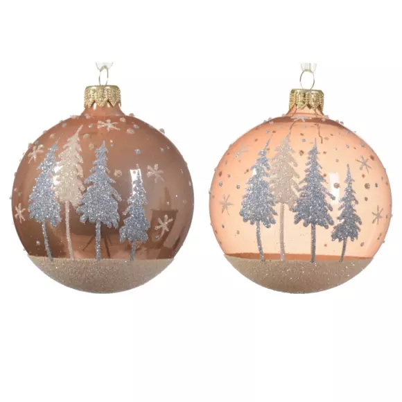 Lot de 6 boules de Noël (D80 mm) en verre Pia Rose pétillant 2