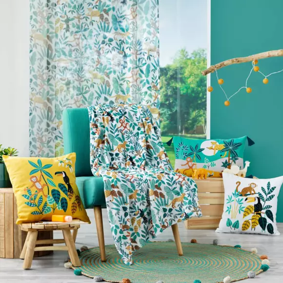 Manta suave (150 cm) Jungle story Verde 2