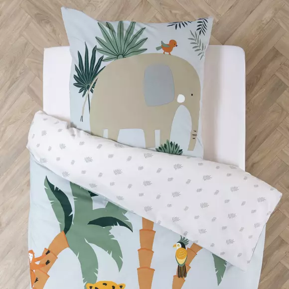 Funda nórdica y une funda de almohada infantil  algodón (140 cm) Jungle Azul 2