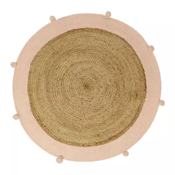 Tapis jute enfant (100 cm) Léa Rose