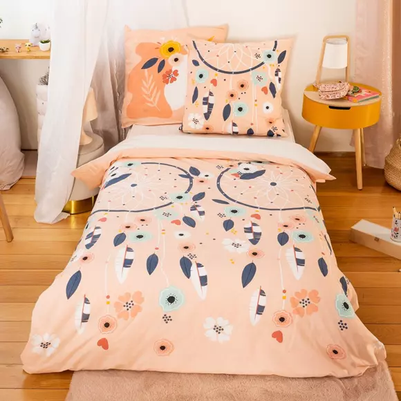 Funda nórdica y una funda de almohada de algodón (140 cm) Prunellia Rosa 3