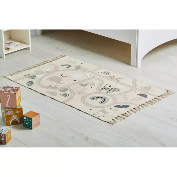 Alfombra infantil de algodón (120 cm) Circuit Blanco