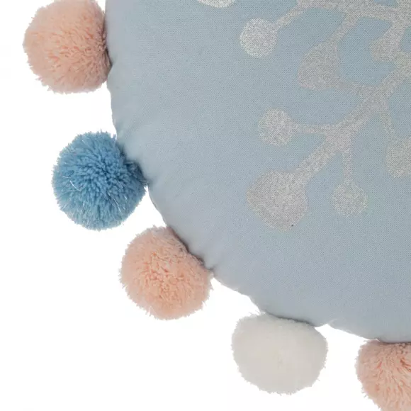 Coussin rond enfant (35 cm) Hiver Bleu