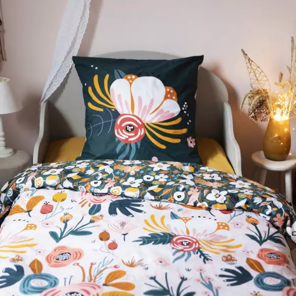 Funda nórdica y una funda  para almohadón en algodón (140 cm) Champetre Multicolor 3