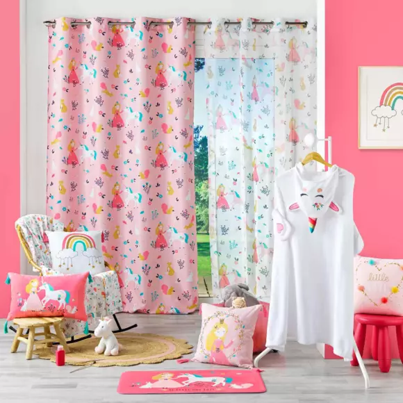 Cortina Semi-opaca (140 x 260 cm) Princesse Licorne Rosa 2