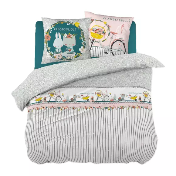 Funda nórdica y dos fundas para almohada algodón (200 cm) Jardinage Multicolor 7