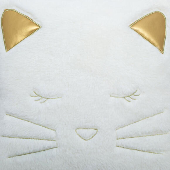 Kunstfell-Kissen Katze (40 cm) Weiß 3
