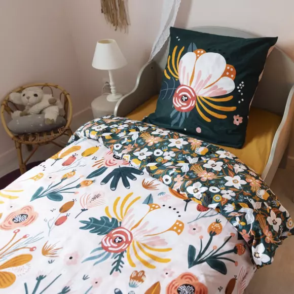 Housse de couette et deux taies enfant coton (200 cm) Champetre Multicolore 2