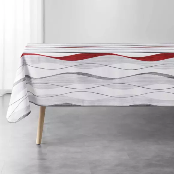Mantel rectangular antimancha (L240 cm) Ondulys Rojo 2