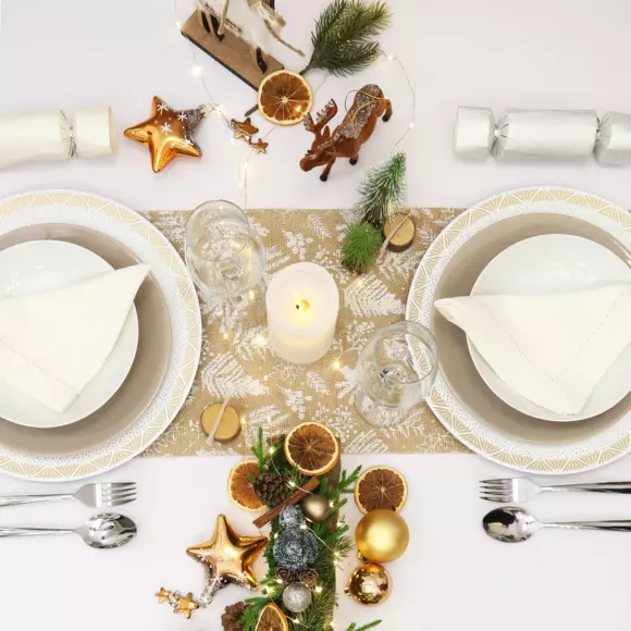 Lote de 12 platillos Joyeuses fêtes Oro 2