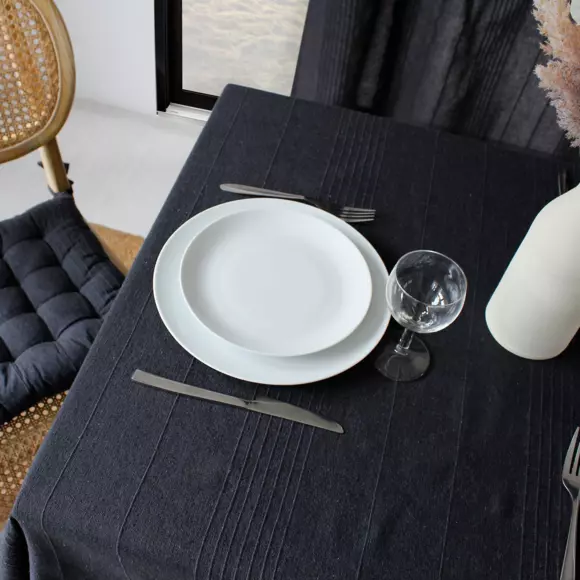 Mantel rectangular en algodón reciclado (L240 cm) Bombay Gris antrácita 2