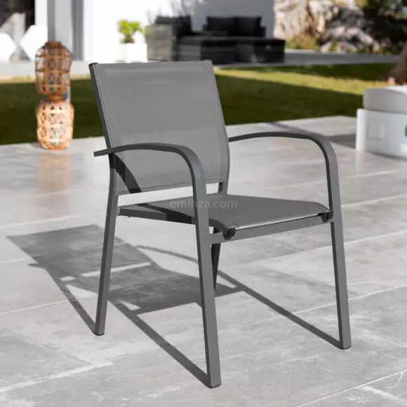 Silla de jardín con reposabrazos alu apilable Murano - Gris antracita 7