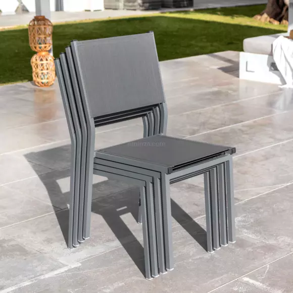 Chaise de jardin alu empilable Murano - Gris anthracite 3
