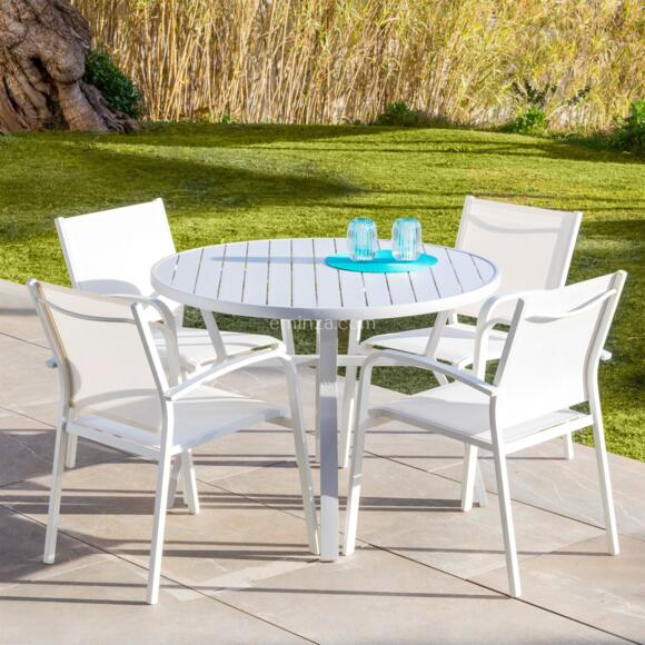 Stapelbarer Gartenstuhl mit Armlehnen Murano Aluminium - Weiß 2