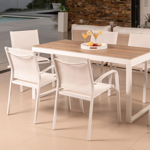 Stapelbarer Gartenstuhl mit Armlehnen Murano Aluminium - Weiß 7