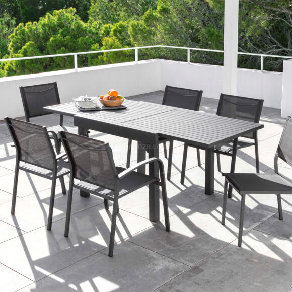 Table de jardin extensible 8 places Aluminium Murano (180 x 90 cm) - Gris anthracite 2