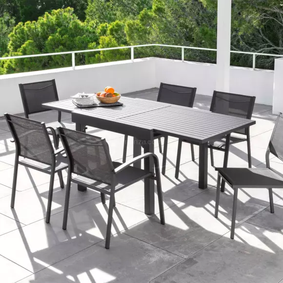 Mesa de jardín extensible Aluminio Murano (Hasta 8 pers.) - Gris Antracita 2