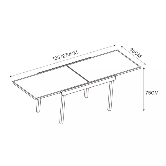 Mesa de jardín extensible de vidrio Murano (Hasta 10 pers.) - Gris antracita 8