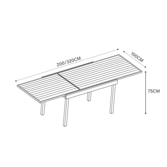 Mesa de jardín rectangular extensible Aluminio Murano (Hasta 12 pers.) - Gris pizarra 9