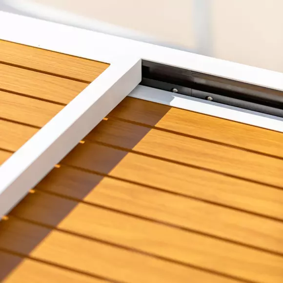 Tavolo da giardino allungabile 10 posti Alluminio effetto legno Murano (270 x 90 cm) - Bianco 3