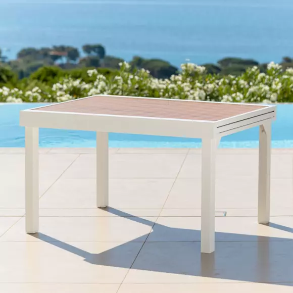 Tavolo da giardino allungabile 10 posti Alluminio effetto legno Murano (270 x 90 cm) - Bianco 8
