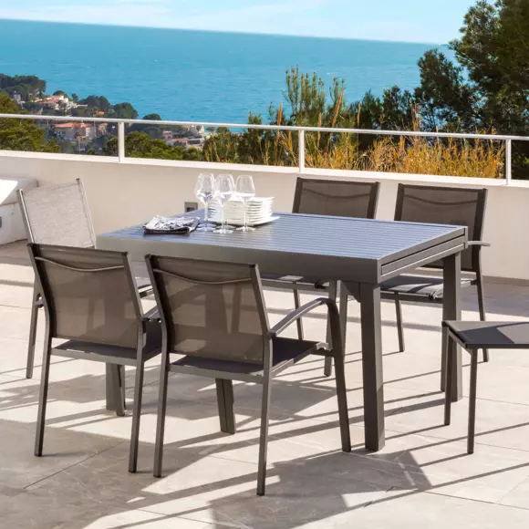 Tuintafel uitschuifbaar 10 personen Aluminium  Murano (270 x 90 cm) - Antraciet 2