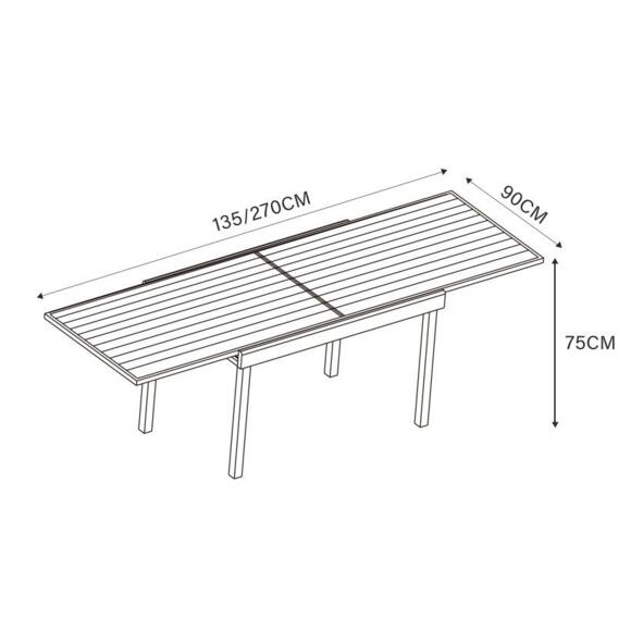 Table de jardin extensible 10 places Aluminium effet bois Murano (270 x 90 cm) - Gris anthracite 7