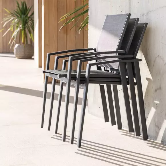 Silla de jardín aluminio apilable con reposabrazos Axiome - Gris grafito 2
