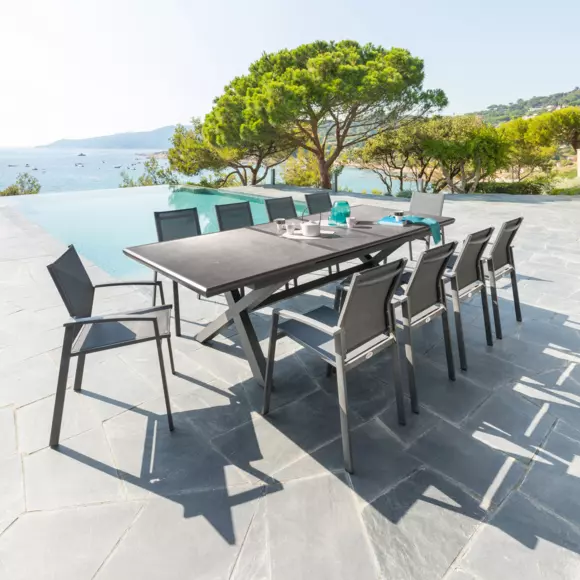 Fauteuil de jardin alu empilable Axiome - Gris poivre et graphite 3
