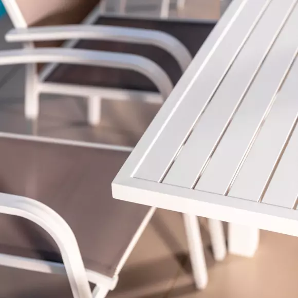 Rechteckiger Gartentisch ausziehbar Murano Aluminium (Bis zu 10 Pers.) - Weiß 7