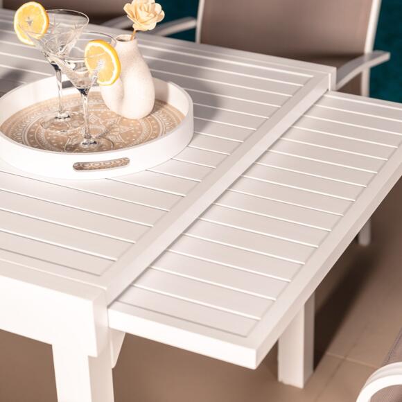 Rechteckiger Gartentisch ausziehbar Murano Aluminium (Bis zu 10 Pers.) - Weiß 8