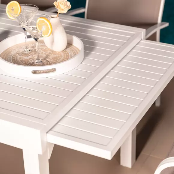 Rechteckiger Gartentisch ausziehbar Murano Aluminium (Bis zu 10 Pers.) - Weiß 8