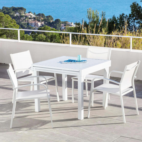 Gartentisch ausziehbar Murano Aluminium (Bis zu 8 Pers.) - Weiß 2