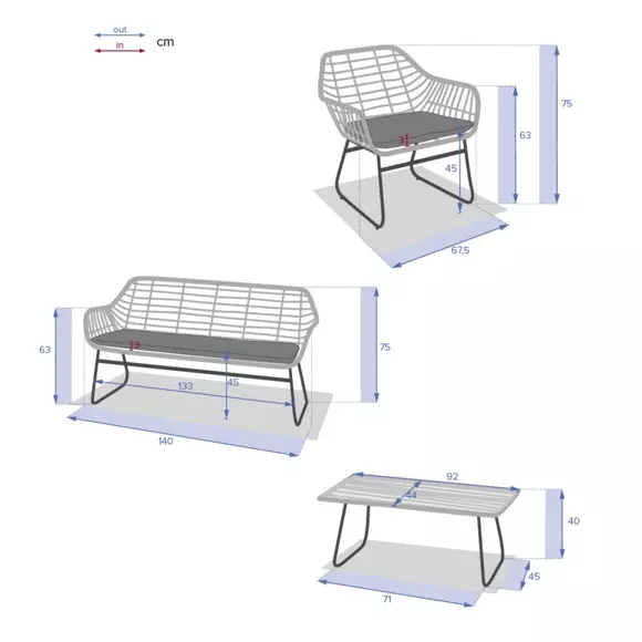 Conjunto de muebles de jardín Algarve Beige Natural - 4 plazas 7