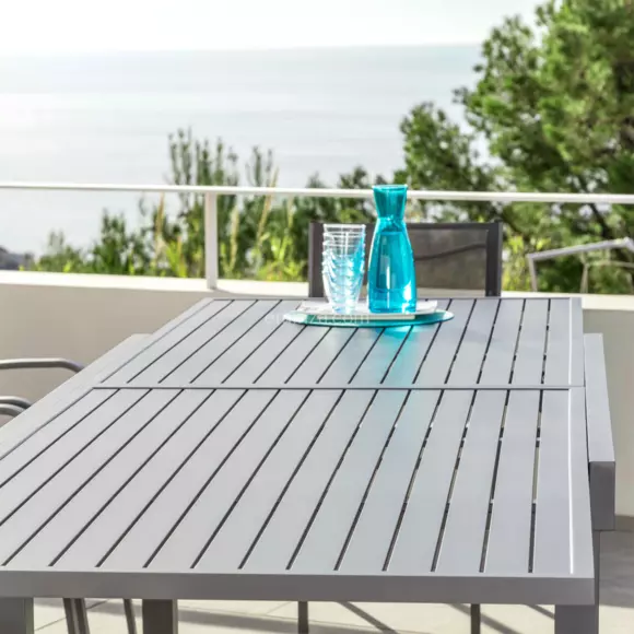 Tuintafel uitschuifbaar 10 personen Aluminium Murano (270 x 90 cm) - Leigrijs 2