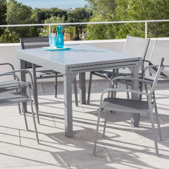 Mesa de jardín rectangular extensible Aluminio Murano (Hasta 10 pers.) - Gris pizarra 3