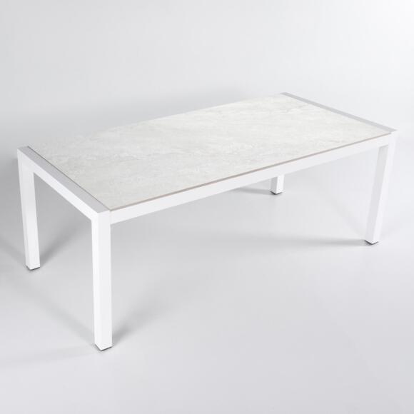 Mesa de jardín 6 personas Aluminio/Cerámica Modena (150 x 75 cm) - Blanco/Gris 3