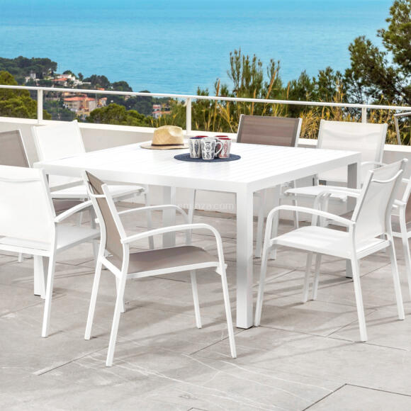 Tavolo da giardino quadrato Alluminio Murano (136 x 136 cm) - Bianco 2