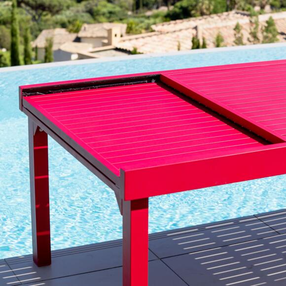 Mesa de jardín rectangular extensible Aluminio Murano (Hasta 12 pers.) - Rojo 2