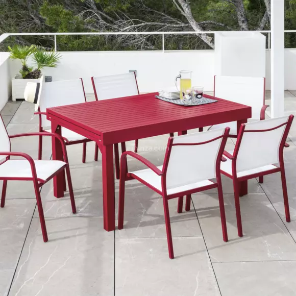 Tuintafel uitschuifbaar 12 personen Aluminium Murano (320 x 100 cm) - Rood 7