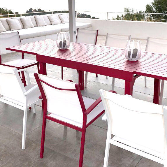 Rechteckiger Gartentisch ausziehbar Murano Aluminium (Bis zu 12 Pers.) - Rot 8