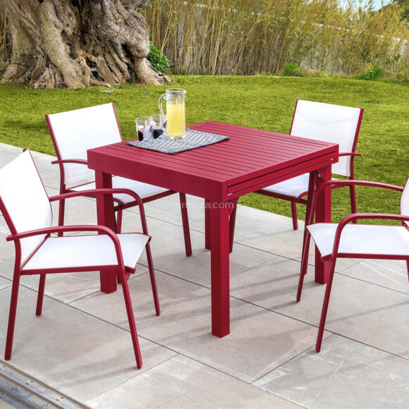 Table de jardin extensible 8 places Aluminium Murano (180 x 90 cm) - Rouge 2
