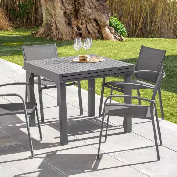 Tuintafel uitschuifbaar 8 personen Aluminium Murano (180 x 90 cm) - Leigrijs 2