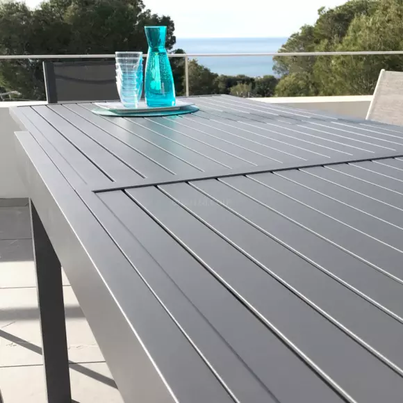 Tuintafel uitschuifbaar 8 personen Aluminium Murano (180 x 90 cm) - Leigrijs 3