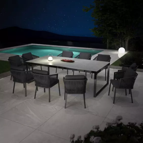 Tuintafel 10 zitplaatsen Aluminium/Keramiek Kore (240 x 120 cm) - Antraciet grijs 2