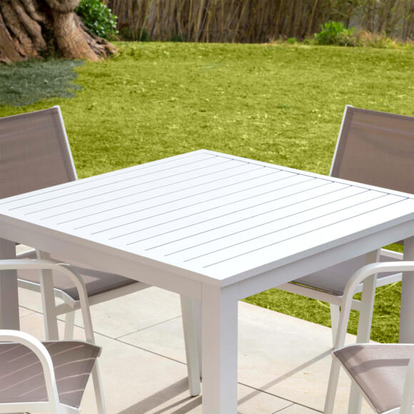 Mesa de jardín cuadrada Aluminio Murano (4 pers.) - Blanco 2