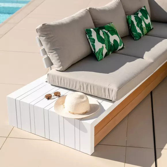 Salon de jardin d'angle Manacor Blanc - 5 places 8